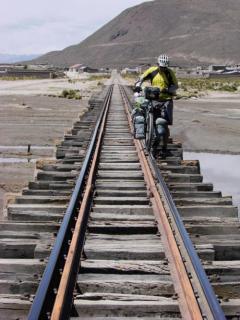In Bolivia following the railway line sometimes is better then the dirt roads.