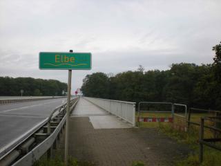 Elbe bridge and sign